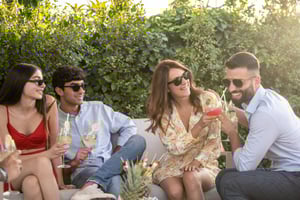 Sober curious friends sitting drinking